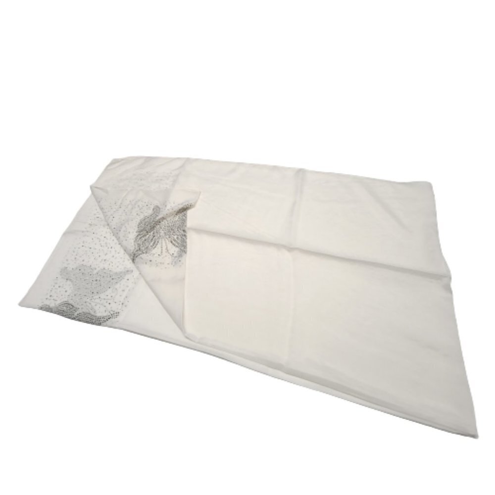 White Butterfly Motif Metal Studded Scarf Long Wide Thin Rectangular Scarf- NEW - Picture 4 of 5